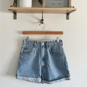 High Waist Light Blue Denim Shorts - Women